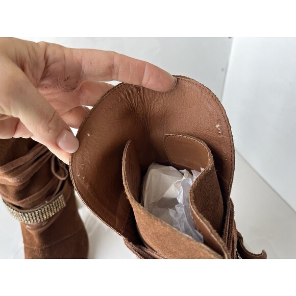 Naughty Monkey Santa Anna Leather Suede Ankle Boots Sz 9 Heels Western Wmn - Picture 10 of 12